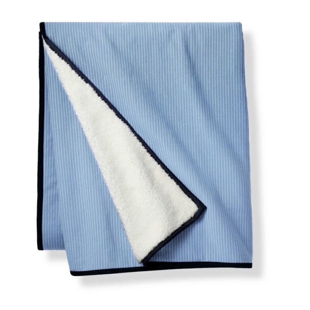 ‎LEVI'S LIGHT BLUE STRIPED SHERPA THROW BLANKET
